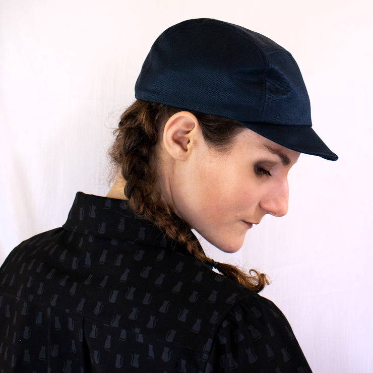 Cycling Cap - Dark Teal Blue Hemp Twill