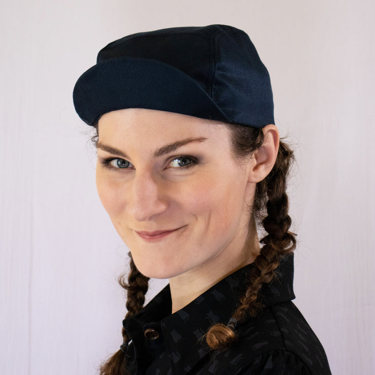 Cycling Cap - Dark Teal Blue Hemp Twill